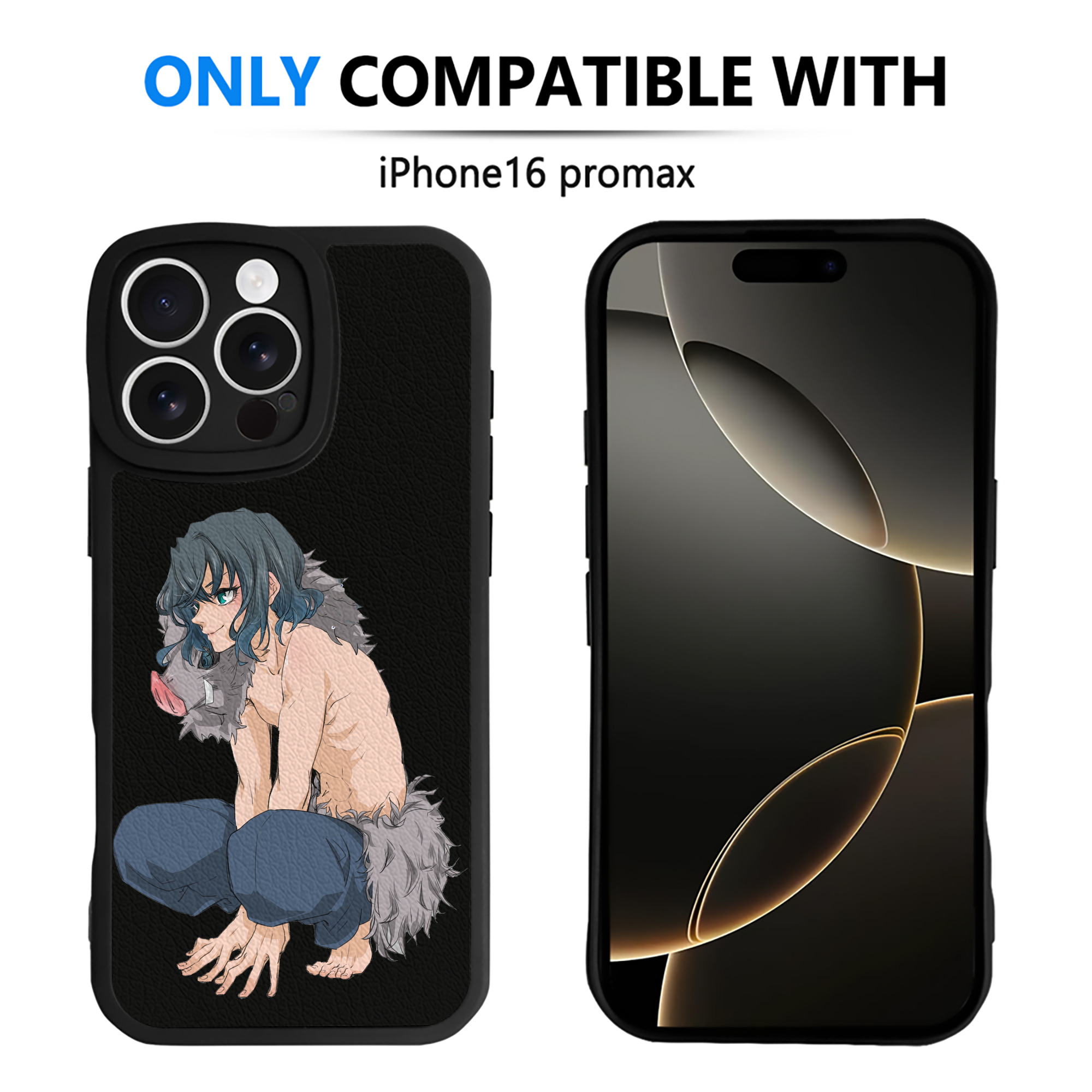 （画像用） 鬼滅の刃（きめつのやいば）嘴平 伊之助／はしびら いのすけ Hashibira Inosuke 【iPhone 16シリーズ対応】シリコンスマホケース（レザー調） 材質：シリコン